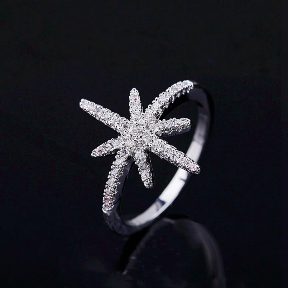 New Charm Silver 925 Star Diamond Ring